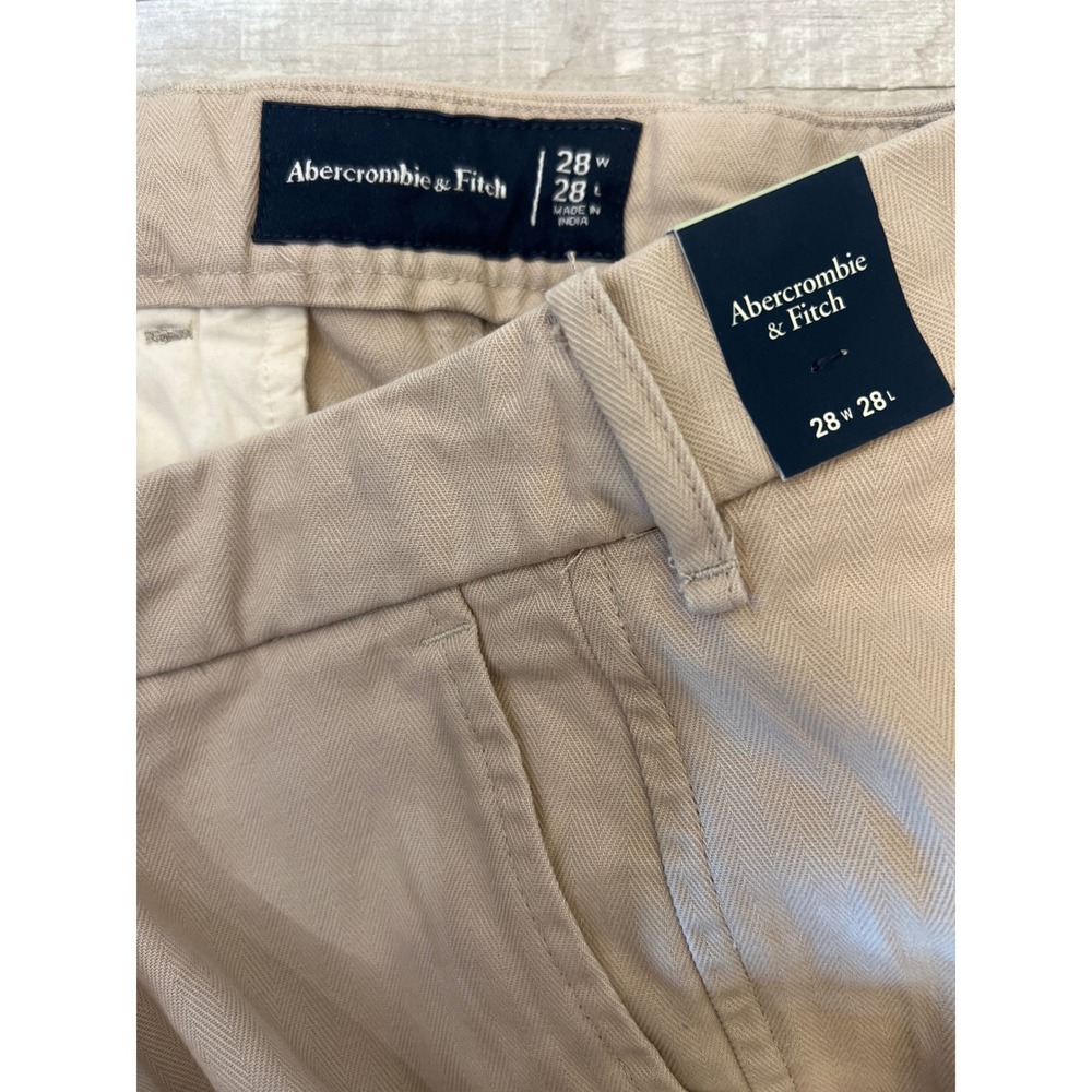 Abercrombie & Fitch Womens Herringbone Khaki Pants‎ 28W 28L New